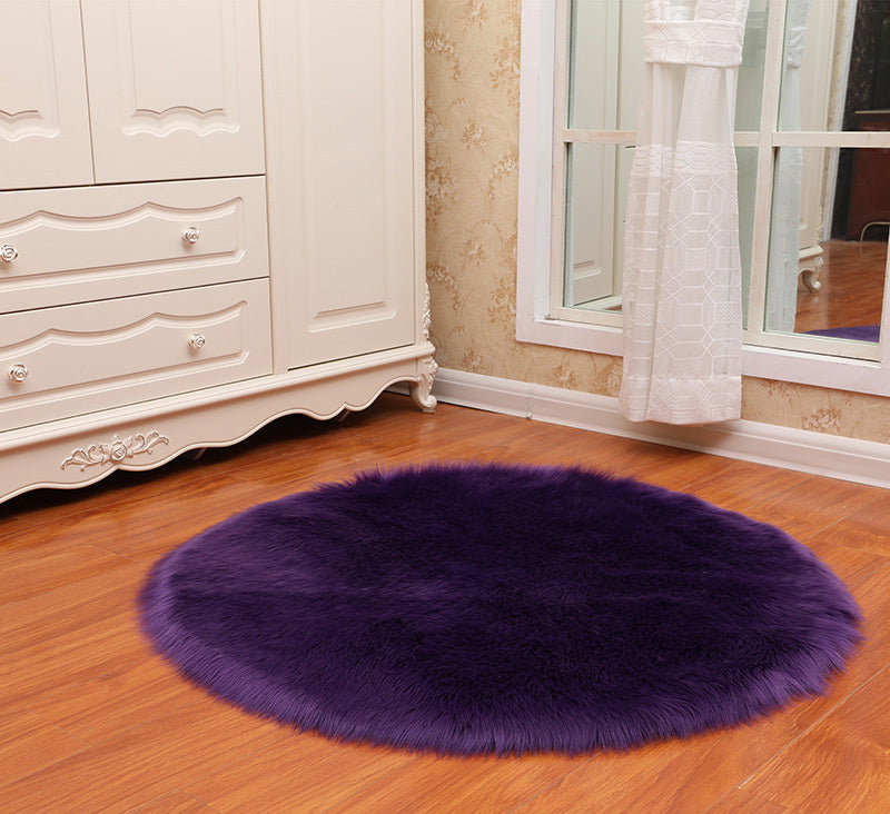 Round Soft Faux Sheepskin Area Rugs for Bedroom Living Room