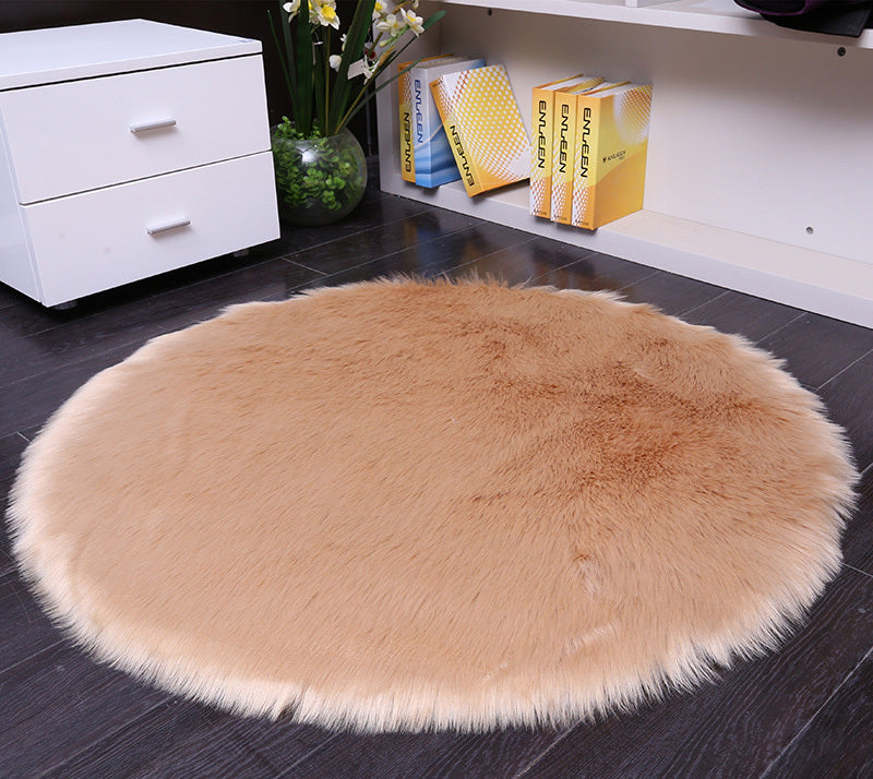 Round Soft Faux Sheepskin Area Rugs for Bedroom Living Room