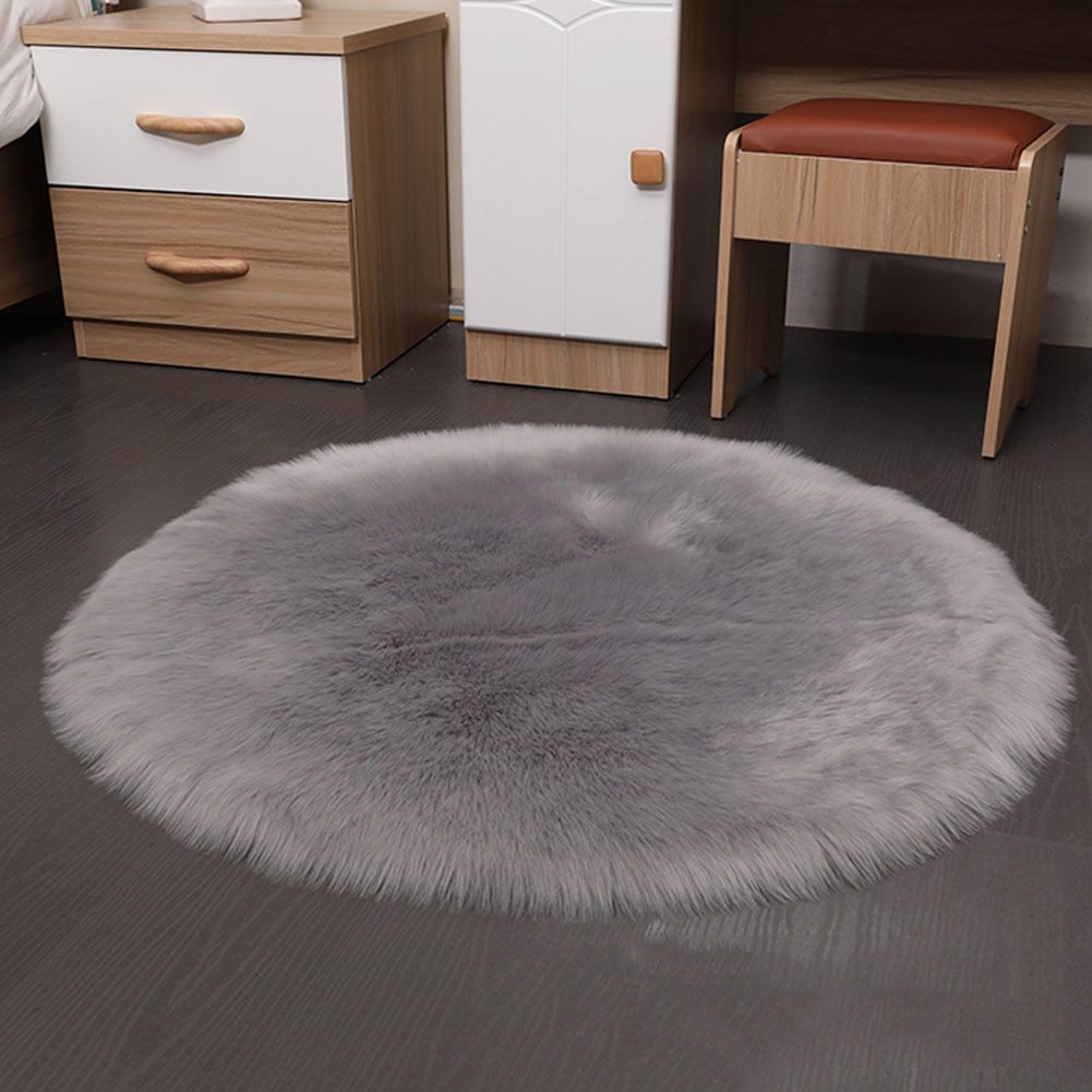 Round Soft Faux Sheepskin Area Rugs for Bedroom Living Room